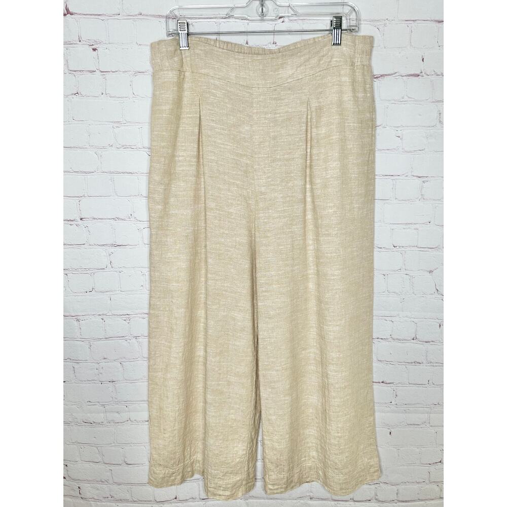 Ella Moss Beige Linen Blend Pants Womens Large Pleated Resort Wear